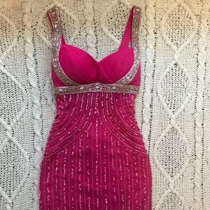 Hot Pink embellished prom gown